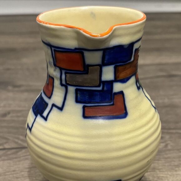VTG Swansea Ware Flora Art Deco Geometric Pottery Jug Pitcher Wardle's England - Picture 8 of 10
